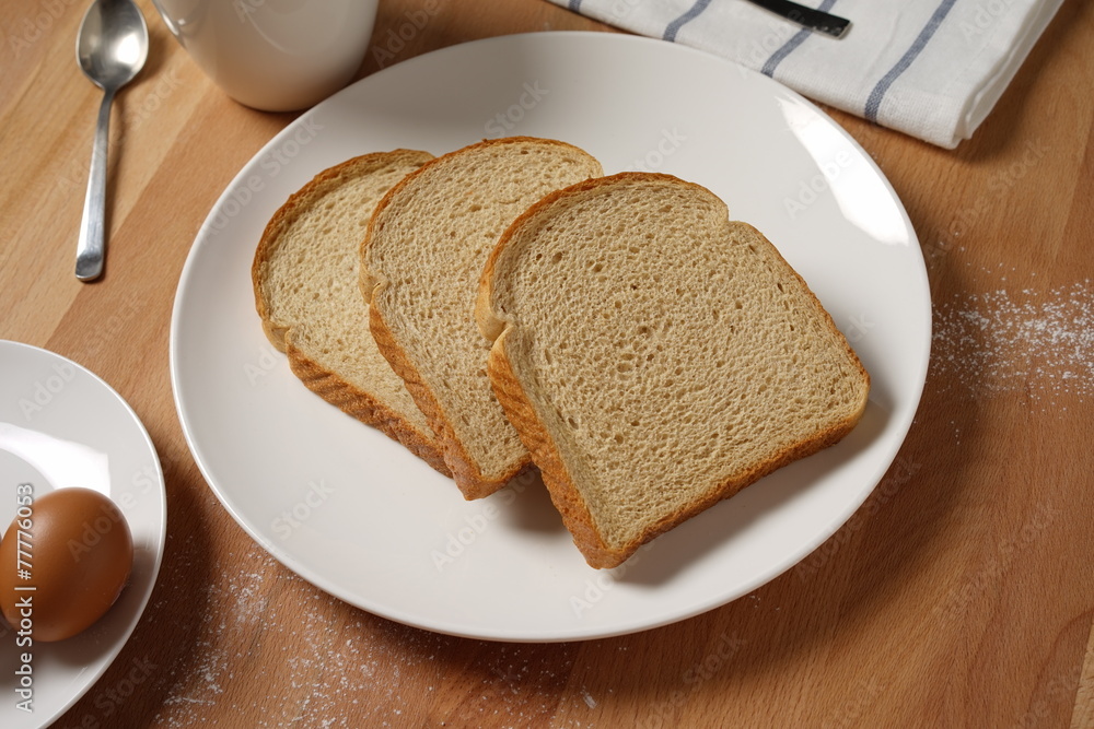 Scene from a breakfast table with staple food Scene from a breakfast table with staple food