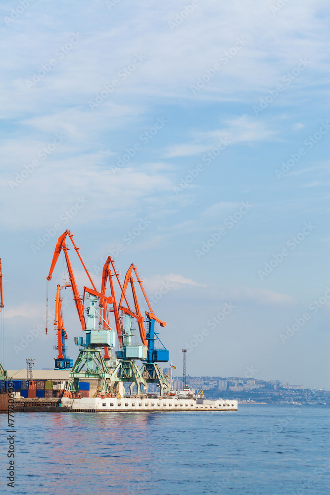 Ships in industrial sea port