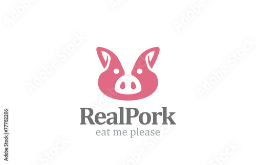 Pig Head Logo design vector. Pork BBQ. Grill Restaurant