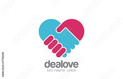 Logo Handshake Heart shape design. Hand Holding
