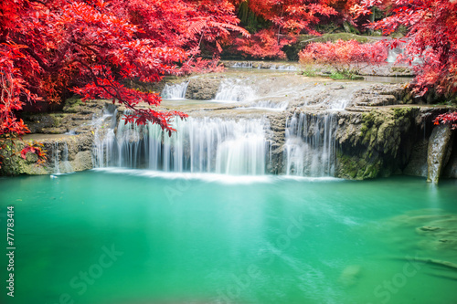 Fototapeta Naklejka Na Ścianę i Meble -  Beautiful waterfall in autumn forest