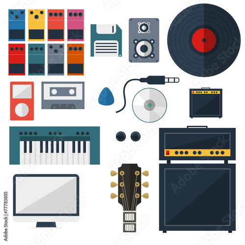 My Music Studio Instrument Flat Design