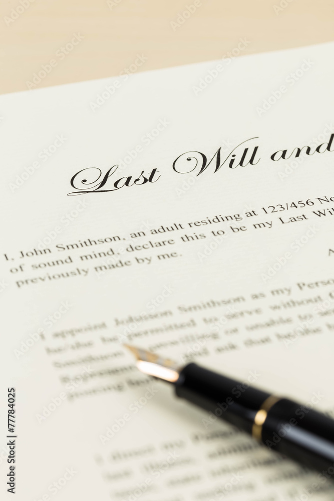 Fototapeta premium Last will on cream color paper and pen concept for legal documen