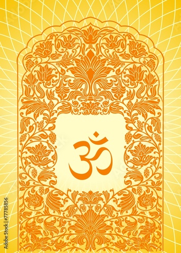 aum syllable, paisley floral design , Hinduism , India