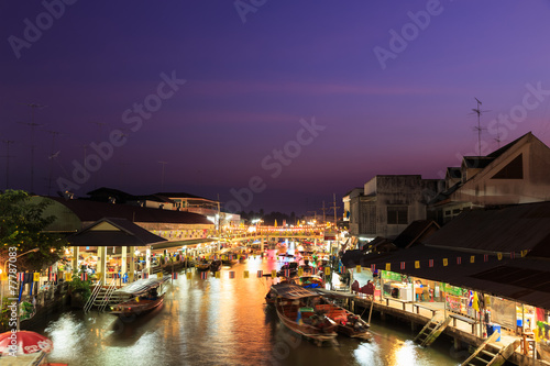 AMPHAWA, THAILAND - Dec 12, 2014: Amphawa market at twilight, fa photo