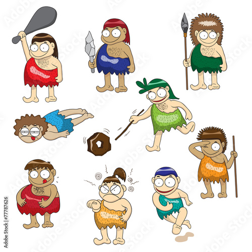 Stone age people cartoon vector