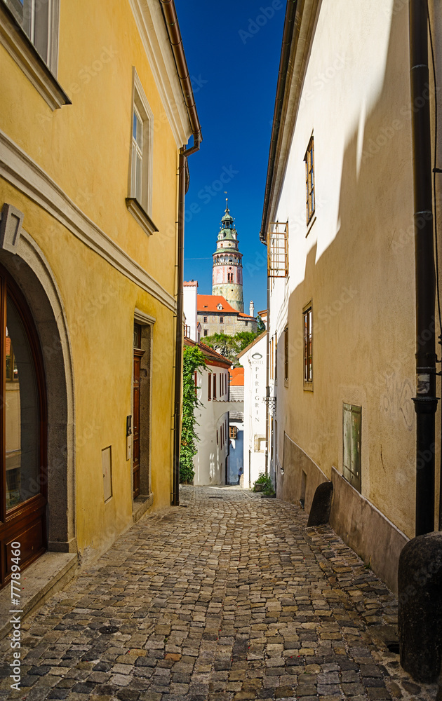 Fototapeta premium At the old streets of Czech Krumlov, Czech Republic