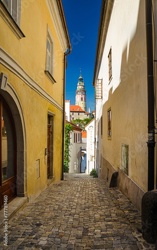 At the old streets of Czech Krumlov  Czech Republic