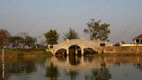Bridge with Reflection in City Garden of Phitsanulok