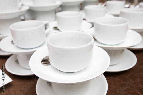 Catering - rows of cups served for tea table
