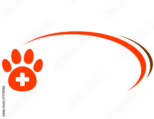 background with paw and veterinarian cross