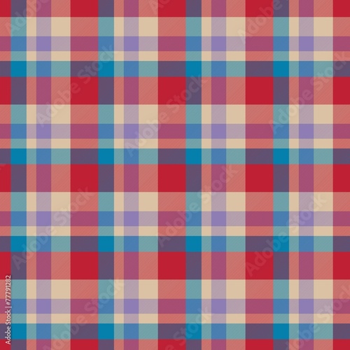 Red, blue, beige seamless tartan cloth pattern