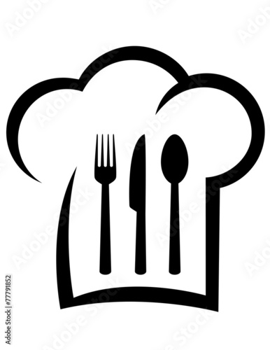 black restaurant icon with chef hat