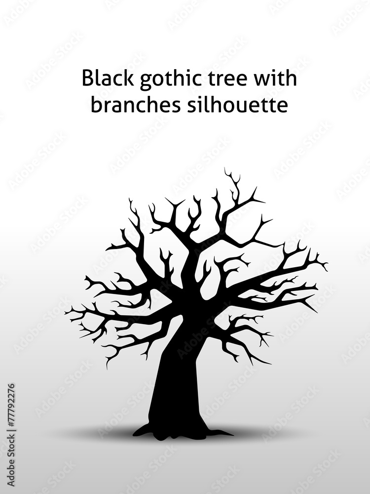 Obraz premium Black gothic tree with branches silhouette