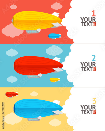 Vector. Hot air ballons option banners