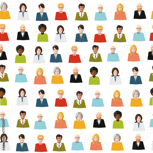 crowd of color flat people seamless pattern