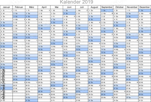 Kalender 2019 universal - ohne Feiertage