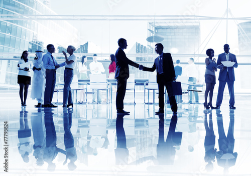 Silhouettes Diverse Corporate Business People Handshake Concept