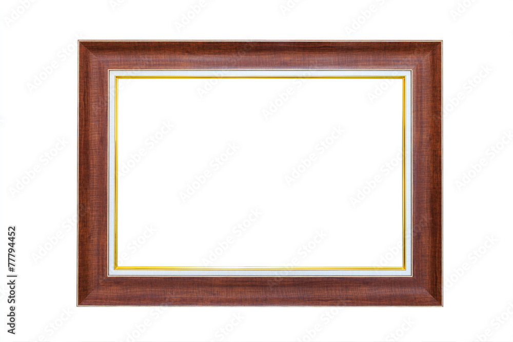 Wooden rectangle picture frame with golden trim Wooden rectangle picture frame with golden trim