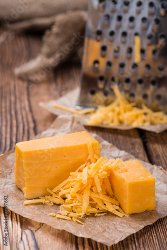 Portion of grated Cheddar