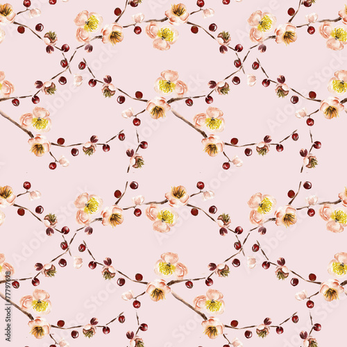 Seamless pattern with flowers. Watercolor illustration