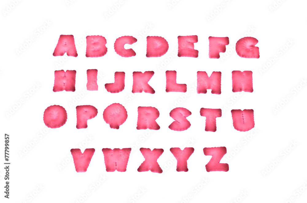 English alphabet A-Z made from bread, isolated on white English alphabet A-Z made from bread, isolated on white