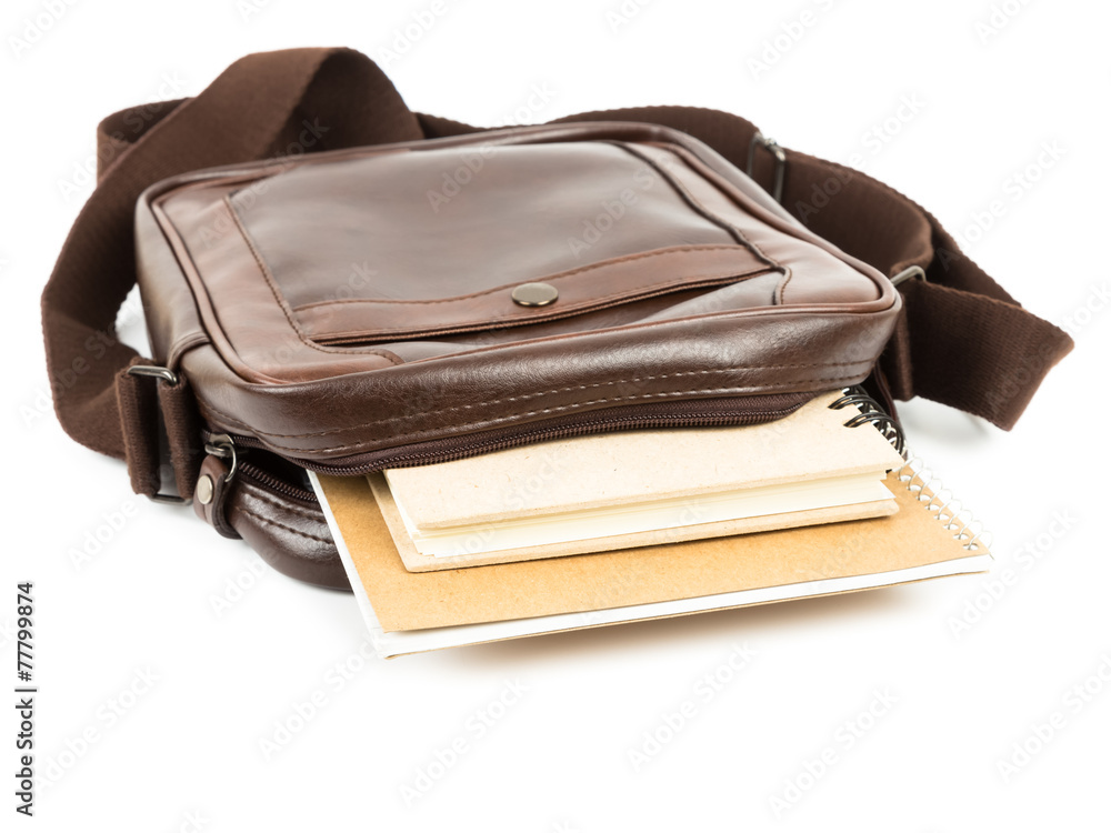 Brown messenger bag with notebook Brown messenger bag with notebook