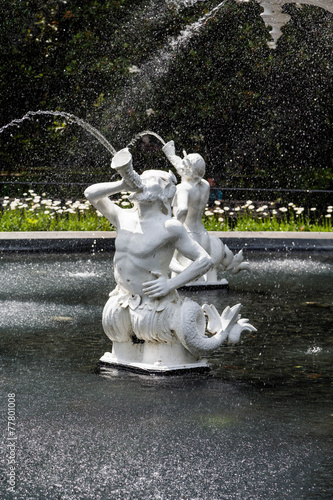 Statues Spouting Water in Forsyth Park Fountain