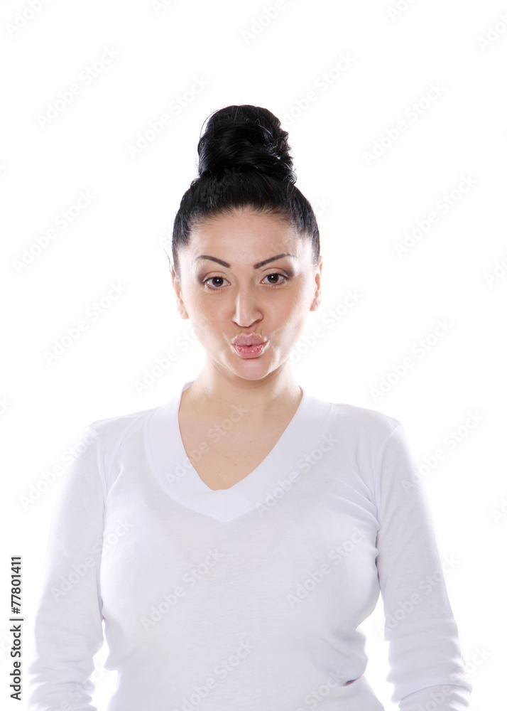 The portrait of a woman with different emotions isolated The portrait of a woman with different emotions isolated