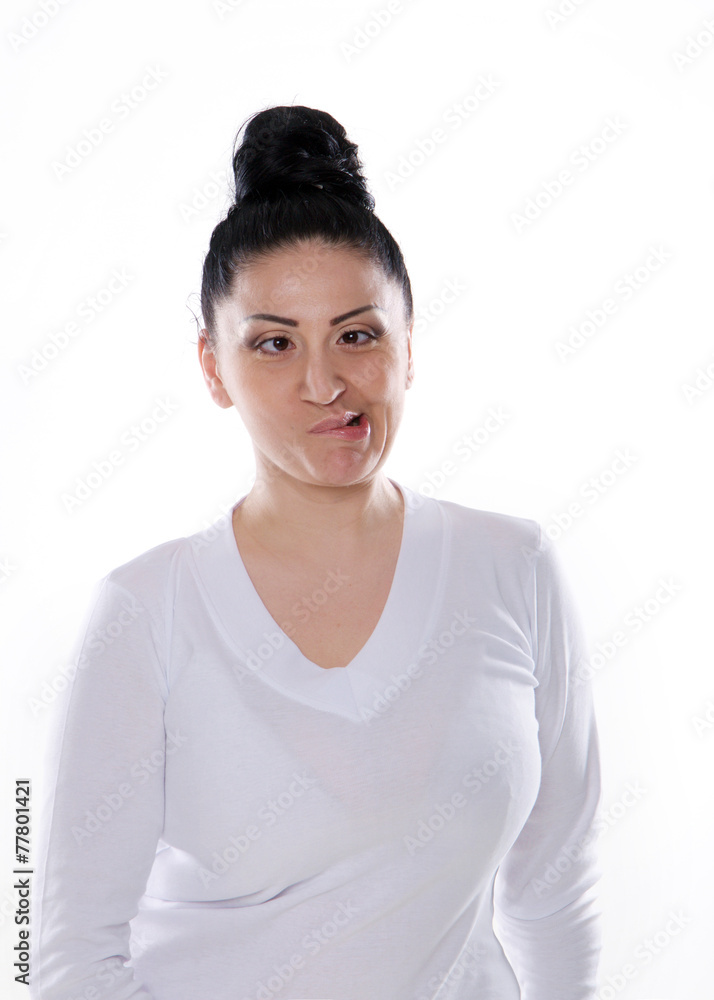 The portrait of a woman with different emotions isolated The portrait of a woman with different emotions isolated