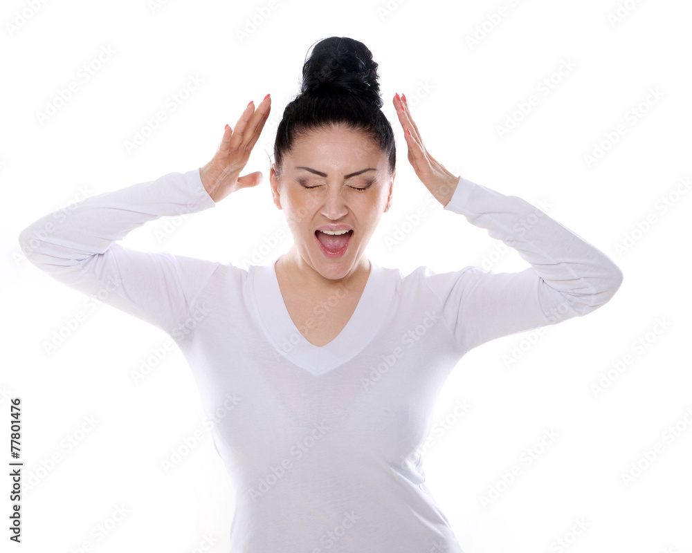 Fototapeta premium The portrait of a woman with different emotions isolated