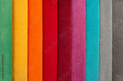 Photos bright colored fabrics close-up