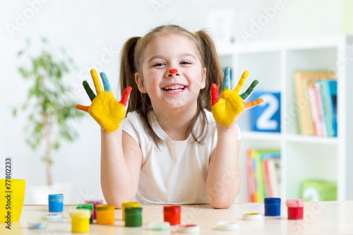 Girl having fun, her palms ...