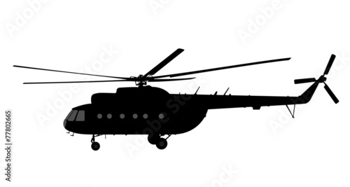 Helicopter of silhouette.