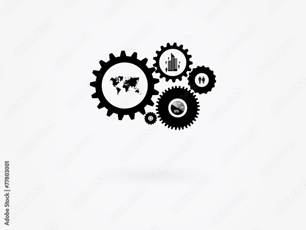 Infographic Design Template Vector With Gears And Cogs