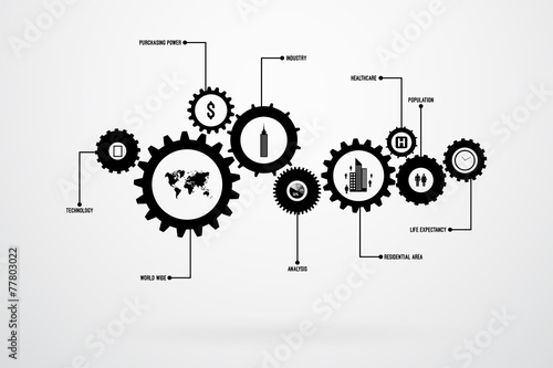 Infographic Design Template Vector With Gears And Cogs