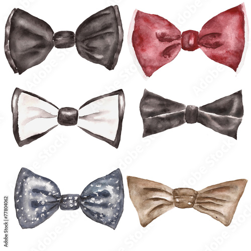 Watercolor illustration with bow tie. Fashion background