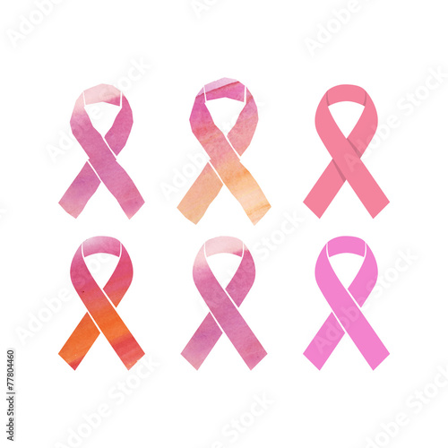 Cancer pink ribbons set