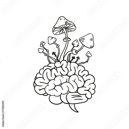 Brain and mushrooms. Vector