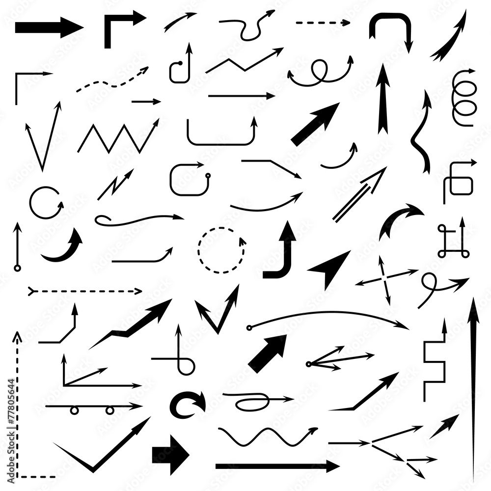 Set of Black Arrows Isolated on White Set of Black Arrows Isolated on White