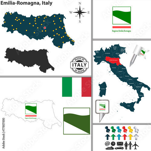 Map of Emilia-Romagna, Italy