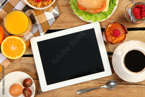 tablet and food