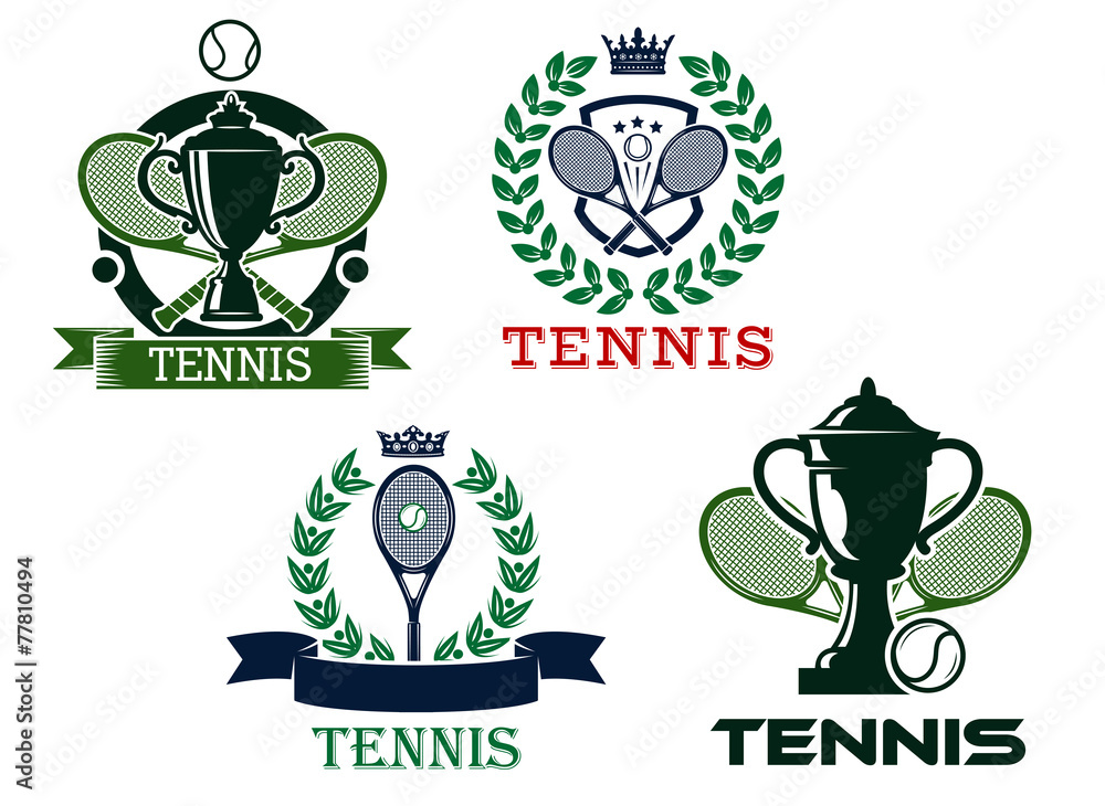 Set of tennis emblems or badges Set of tennis emblems or badges