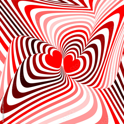 Design hearts twisting movement illusion background