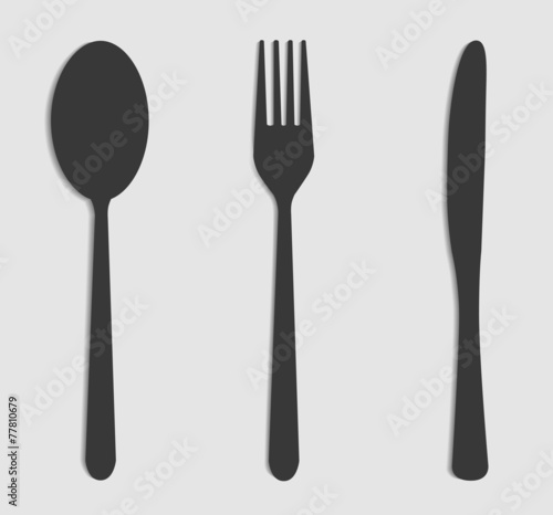 fork, knife and spoon