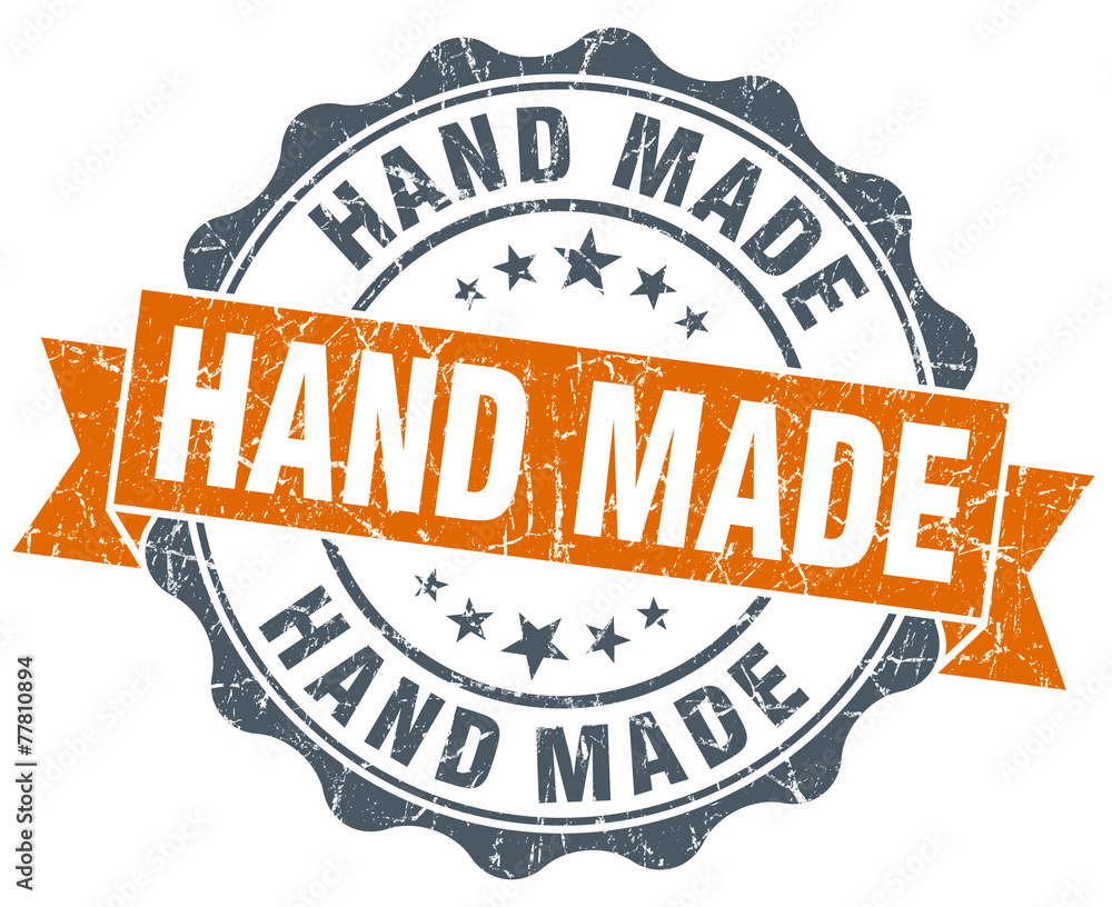 Fototapeta premium hand made vintage orange seal isolated on white