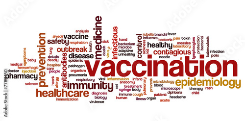 Tag cloud related to vaccination of children and adults