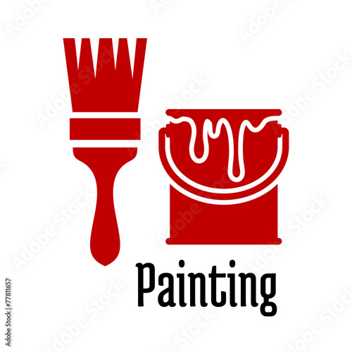 Painting icons with a brush and tin of paint