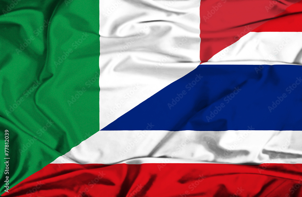 Obraz premium Waving flag of Thailand and Italy