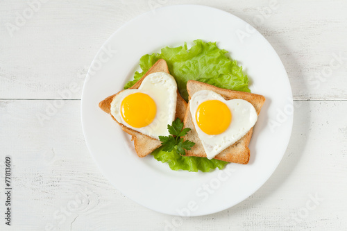 Concept of healthy breakfast - slices of wholewheat toast with t